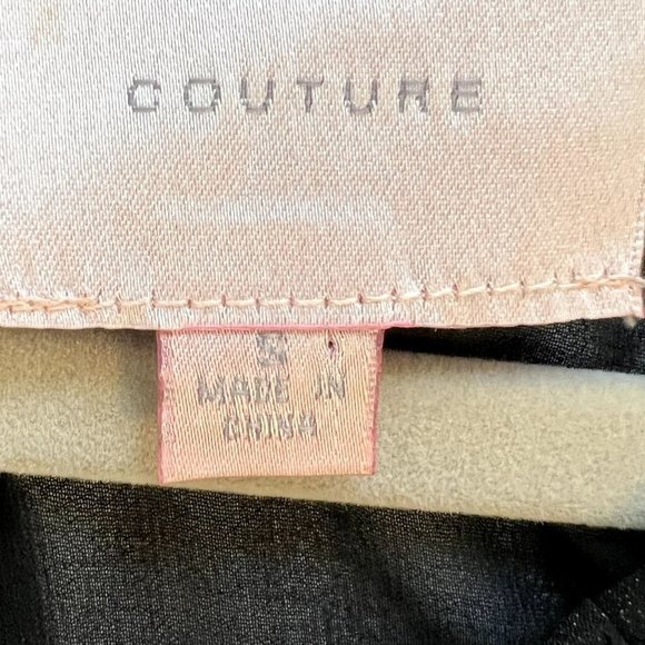 Romeo and Juliet Couture Sheer Sleeveless Blouse Ruffles Black Gold Shimmer Sz S - Picture 5 of 8